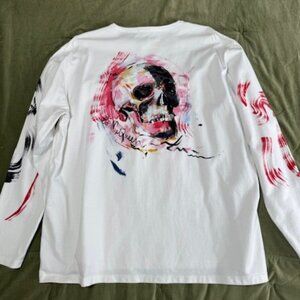 Alexander McQueen Skull Graphic Long Sleeve Shirt – White – Men’s 2XL